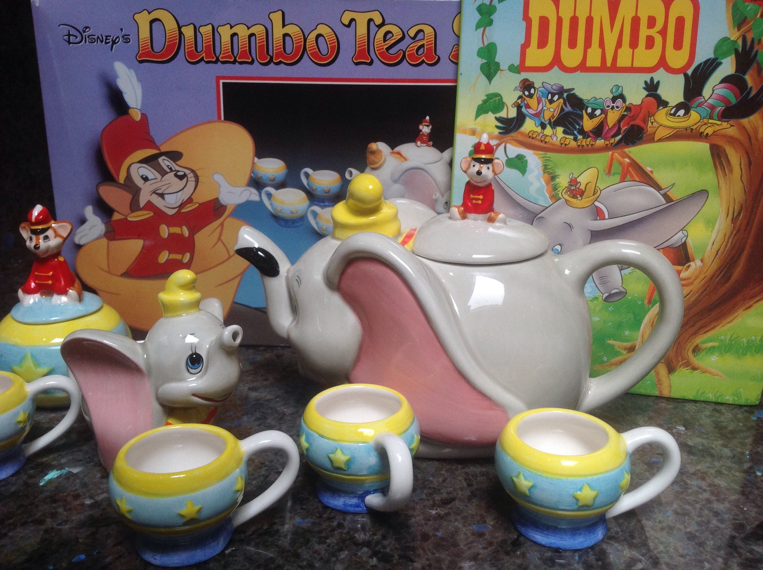 Vintage Disney Dumbo Teapot Elephant Creamer Timothy Sugar Etsy