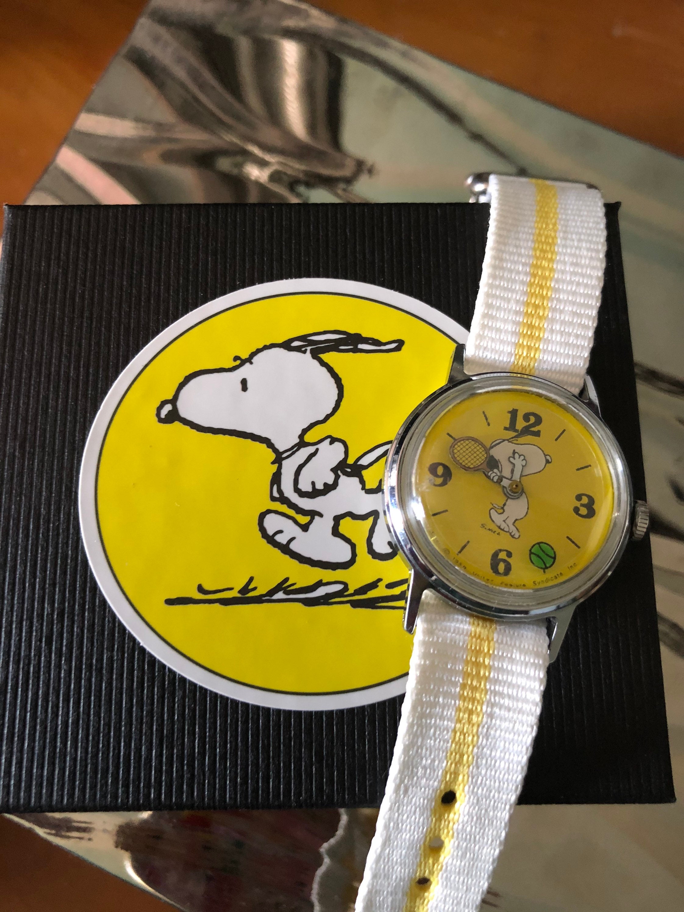 Yellow SNOOPY Peanuts Charlie Brown Manual Wind Tennis Watch - Etsy