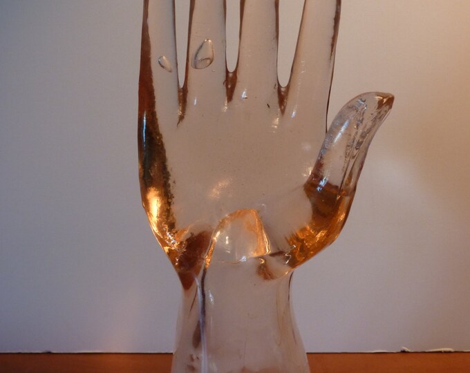 Vintage Depression PINK Color Glass Hand Ring Holder Jewelry Etsy
