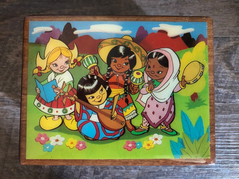 Disney Vintage Small World Wooden Music Box Swiss Movement Etsy