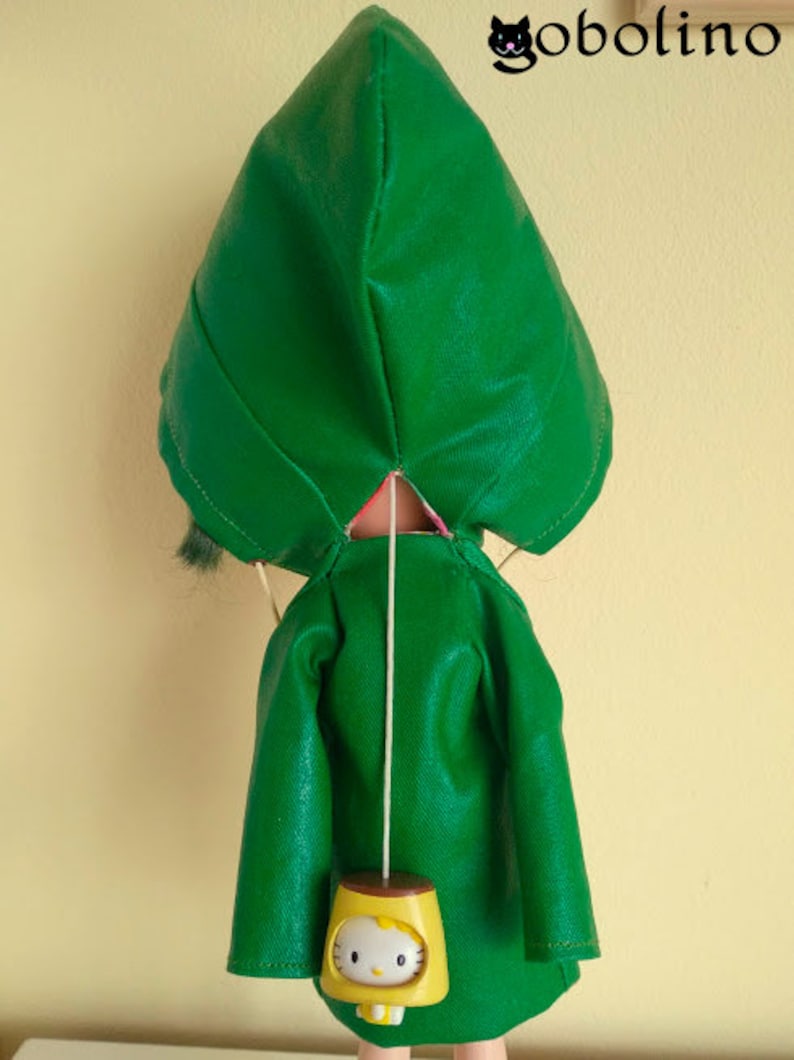 Green and flamingos raincoat for Blythe dolls