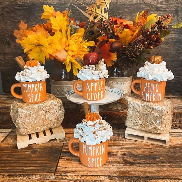 Restock!! Mini mug fall decor, fall decor, tiered tray decor, mini mug, fall tiered tray, pumpkin spice