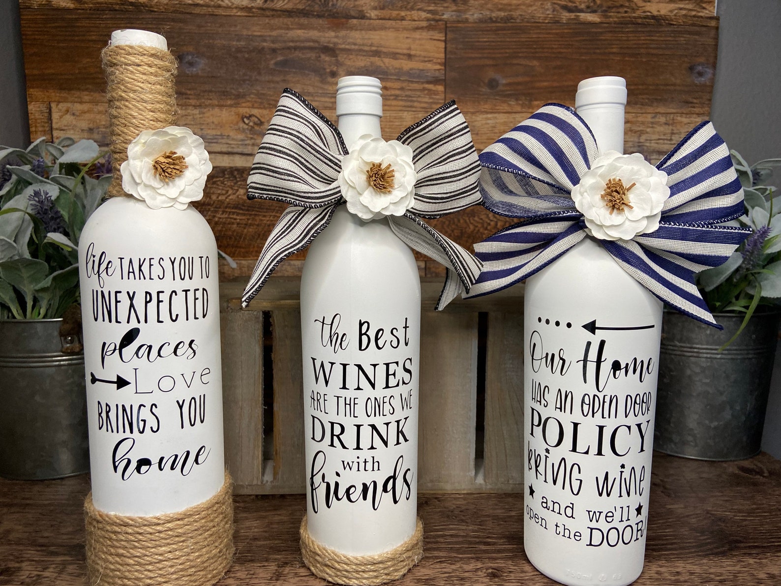 Wine Bottle Decor House Warming Gift Friends Gift Home Etsy