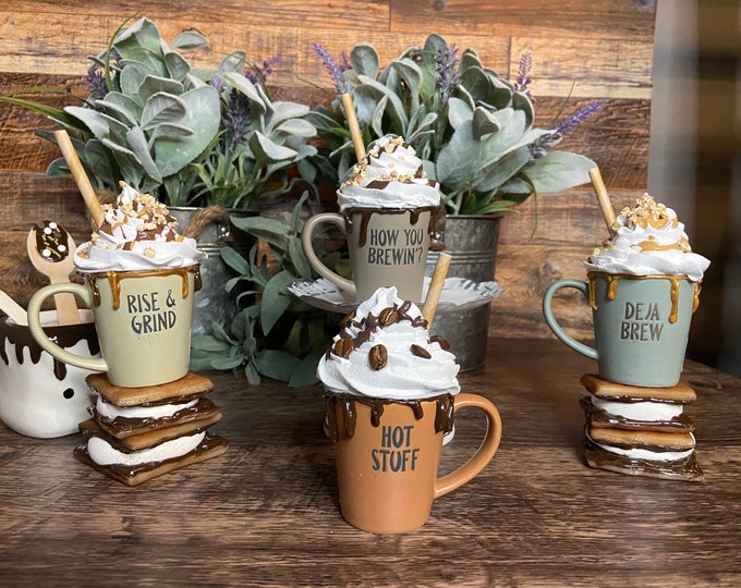 Mini Coffee Cups Coffee Bar Decor Tiered Tray Decor Etsy