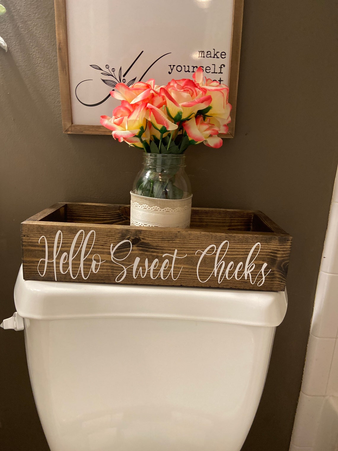 Hello sweet cheeks bathroom box bathroom boxestoilet tank Etsy