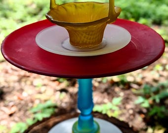 OPAQUE MODERN CRYSTAL Bird Bath, Totem, bird Feeder, Center Piece, Side Table, Decoration, Home Décor, Garden Décor, Fine Arts,