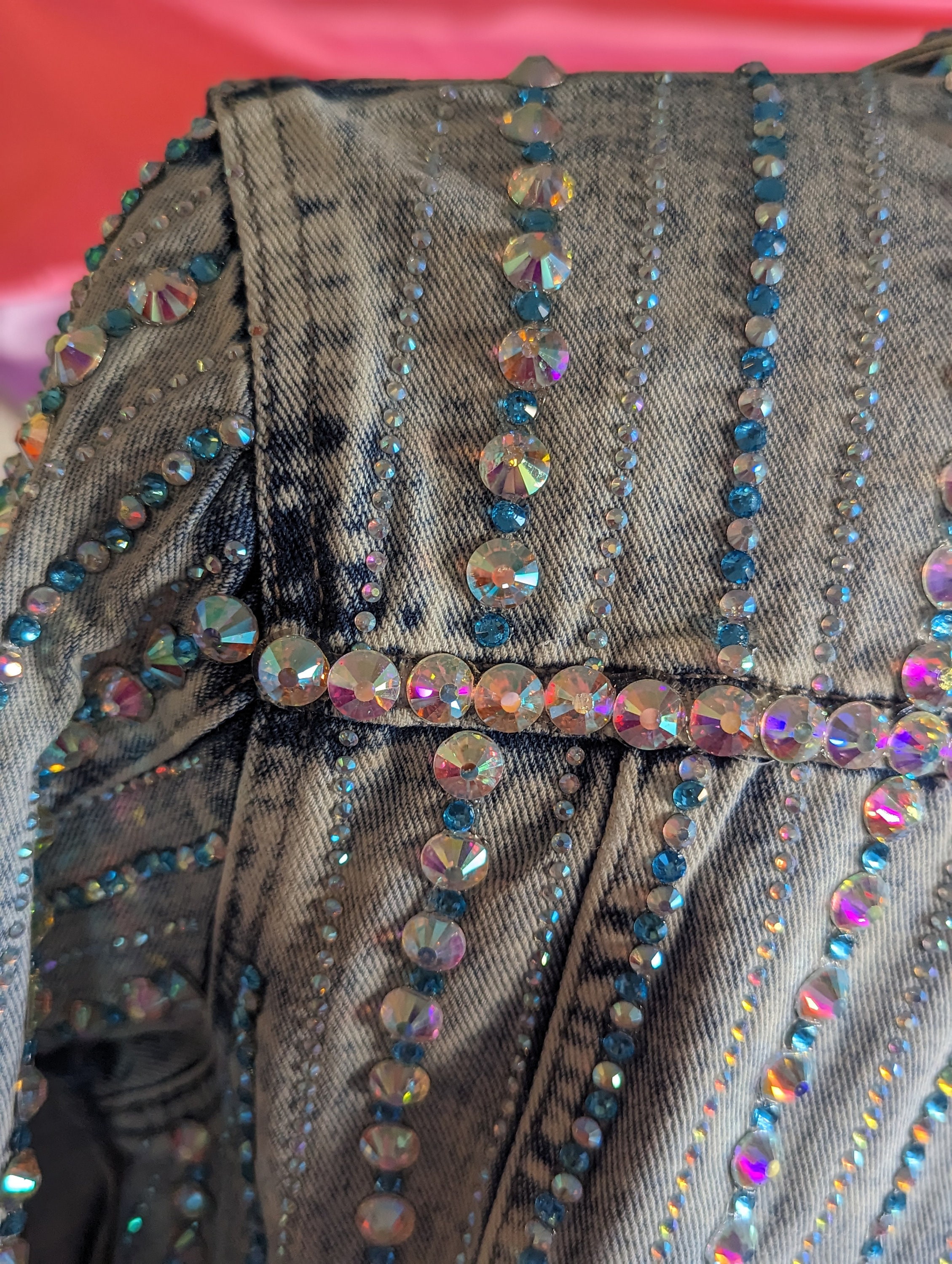 Sparkly on Blue in a Light Blue Denim Jacket. Embellished Denim Jacket ...