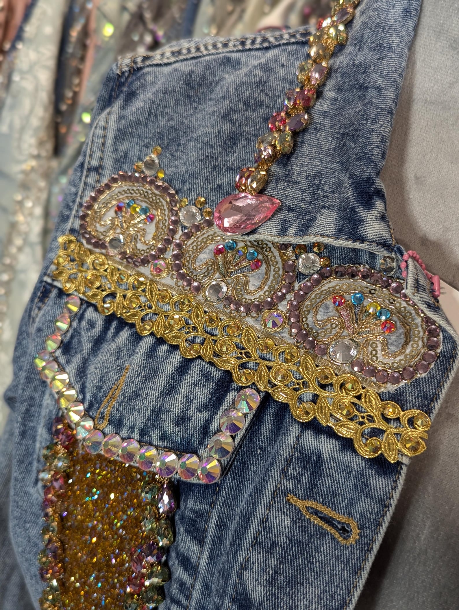 Estilo Versace on Med Blue Denim Jacket. Embellished Denim Jacket ...