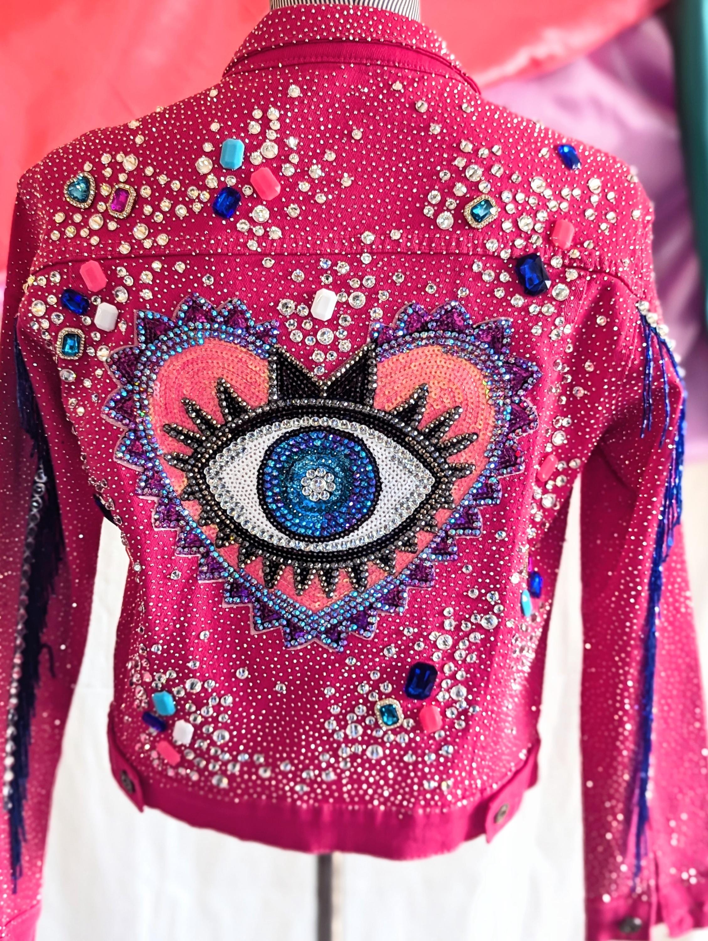 Ameri【新品未使用タグ付き✨】ROSE EMBROIDERY JACKET Amazon.com: Women's Embroidery Red Rose Short Denim Jacket