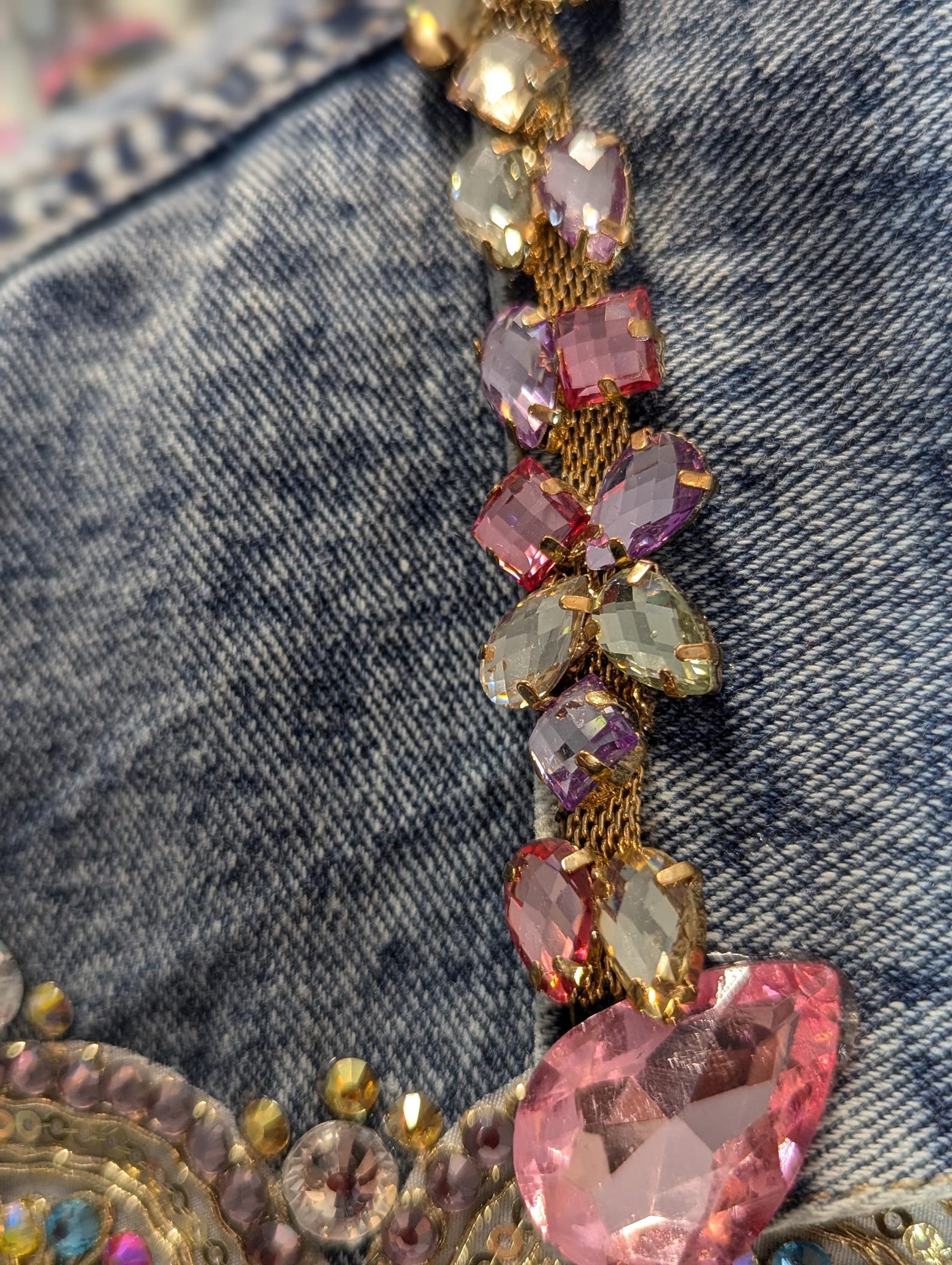Estilo Versace on Med Blue Denim Jacket. Embellished Denim Jacket ...