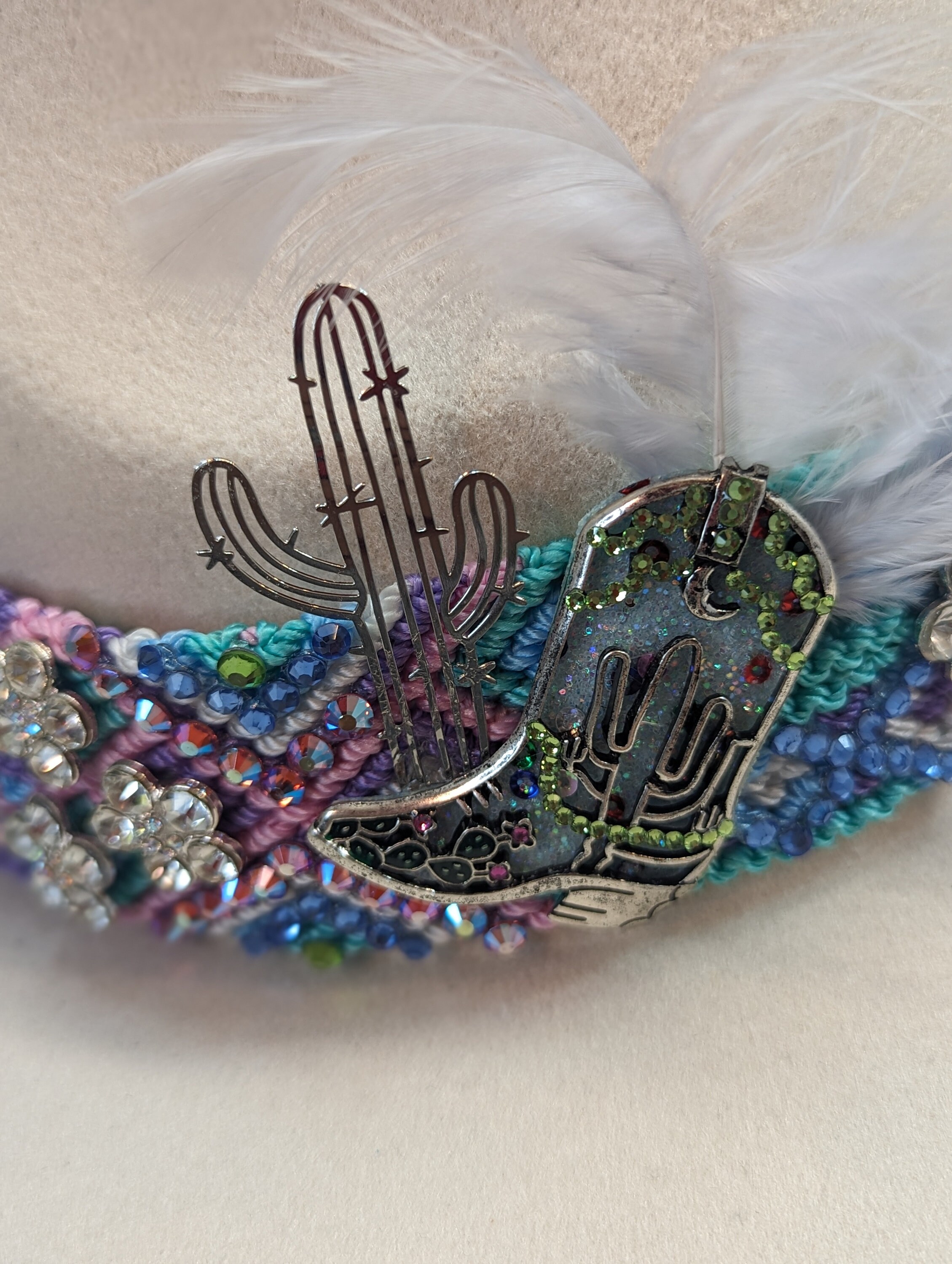 Chapeau Bandeau Vintage Tressé - Style Sud-ouest Avec Perles Argent Sterling