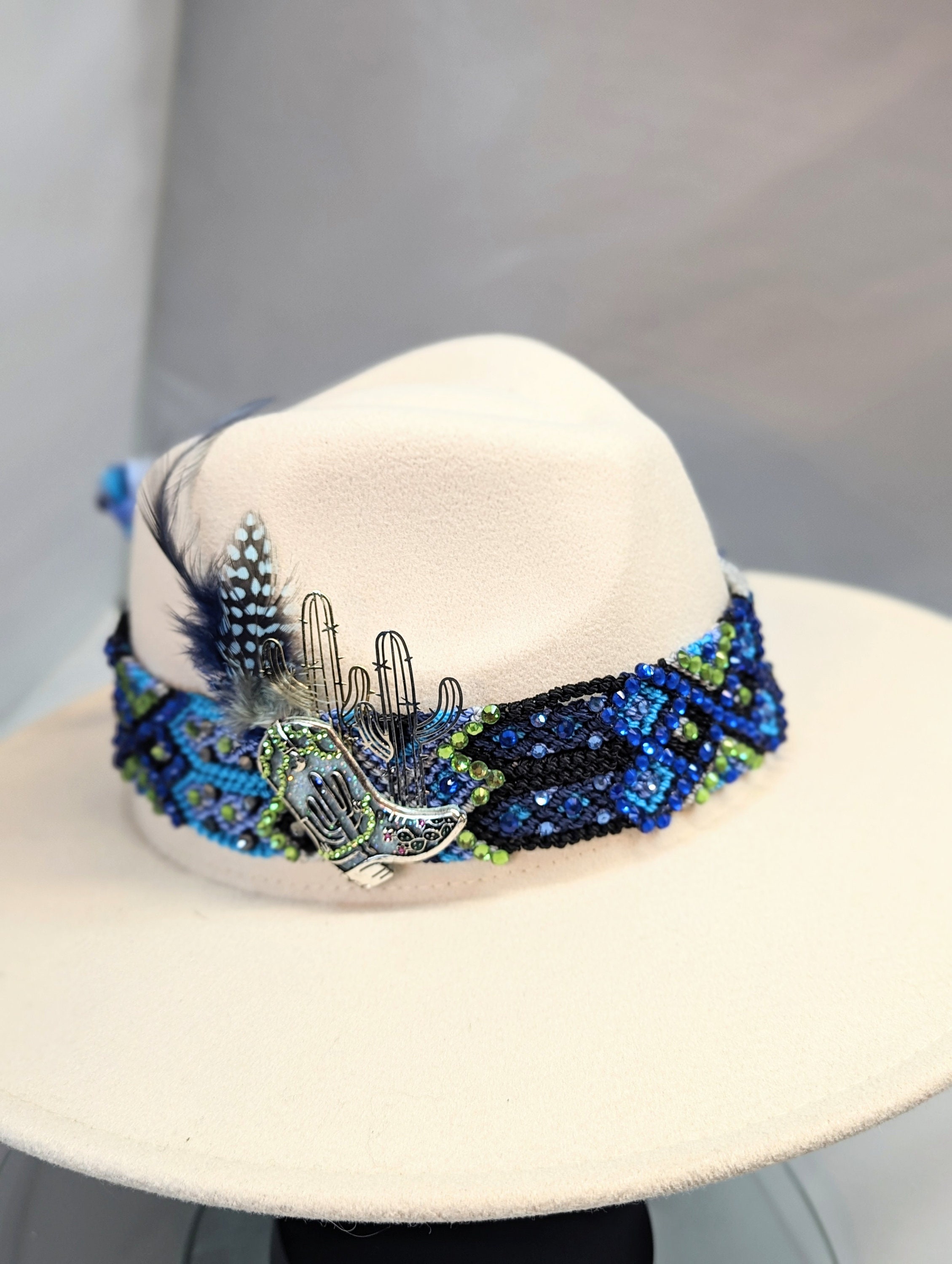 Chapeau Bandeau Vintage Tressé Perles Argent Sterling - Style Western Fait Main USA