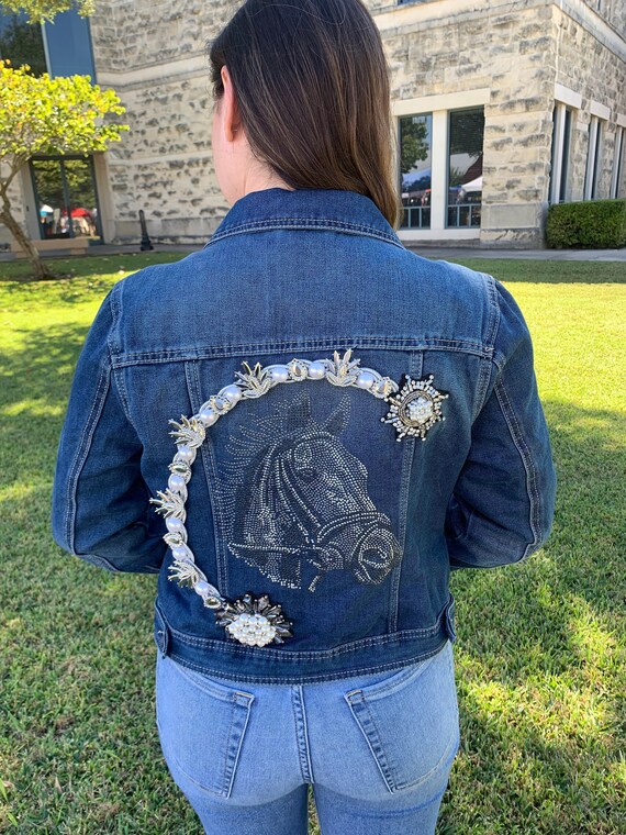 Embellished Denim Jacket Horse 