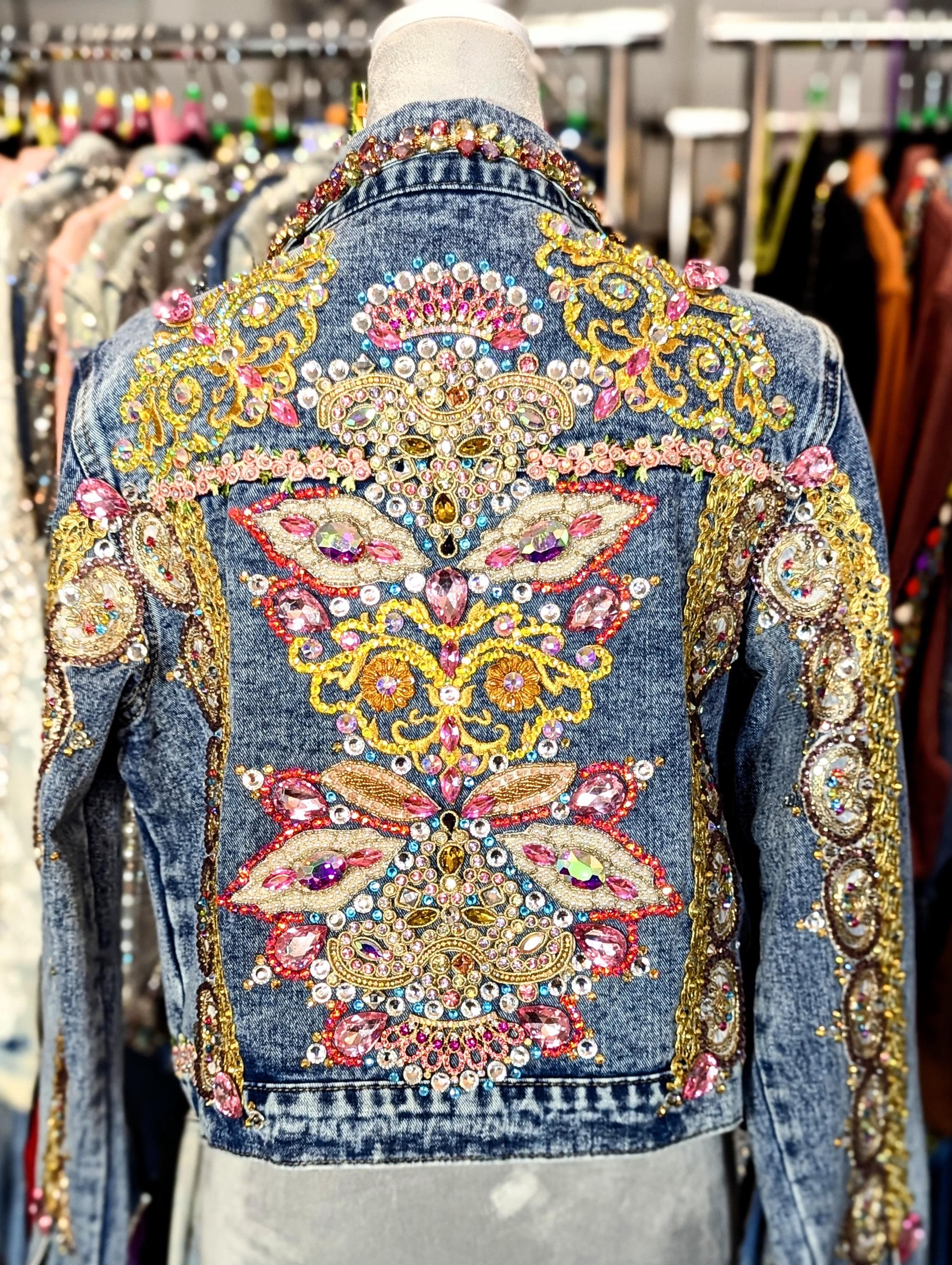 Estilo Versace on Med Blue Denim Jacket. Embellished Denim Jacket ...