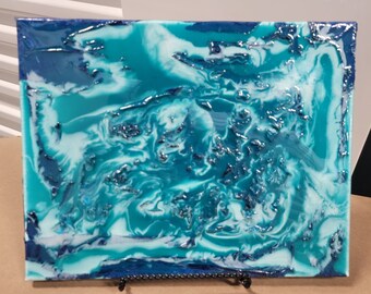 Obra de arte fluida con textura - Resina sobre lienzo 14 x 11