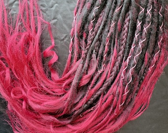 Extensiones de rastas sintéticas color cereza y chocolate oscuro, DE, 10 unidades
