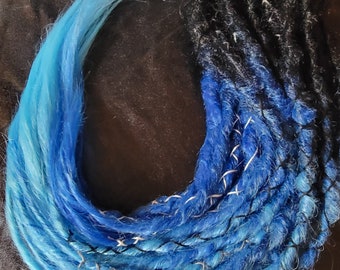 Extensiones de rastas sintéticas SE, color azul océano, juego de 10