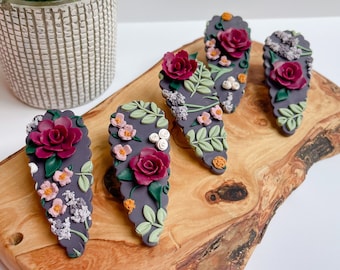 Floral Polymer Clay Barrettes- Hair Accessory/Hair Clip |Handmade|Light Weight