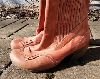 Vintage Porto Fino Ankle Boots 10 Vintage Boots for Women Portofino Size 37 in Orange Leather  main image 4
