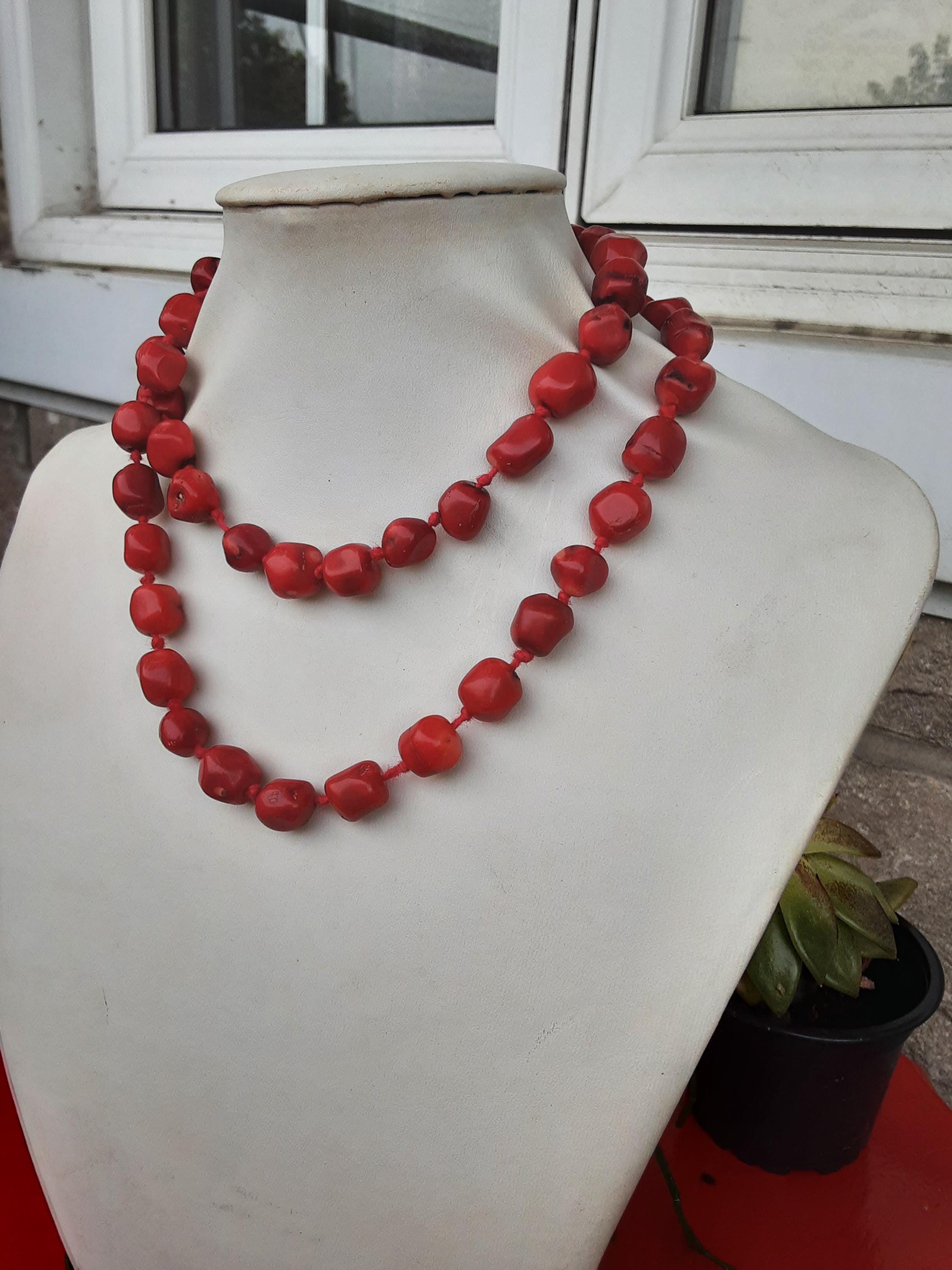 52 Red Pearl Necklace - Etsy
