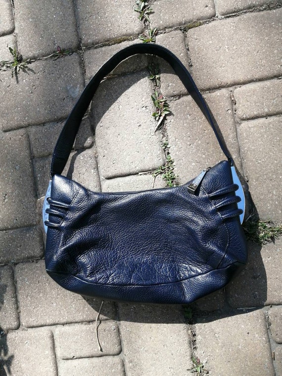 Cromia Handbag in Navy Blue Leather Etsy
