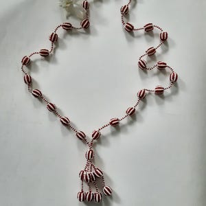 Vintage red and white beaded necklace