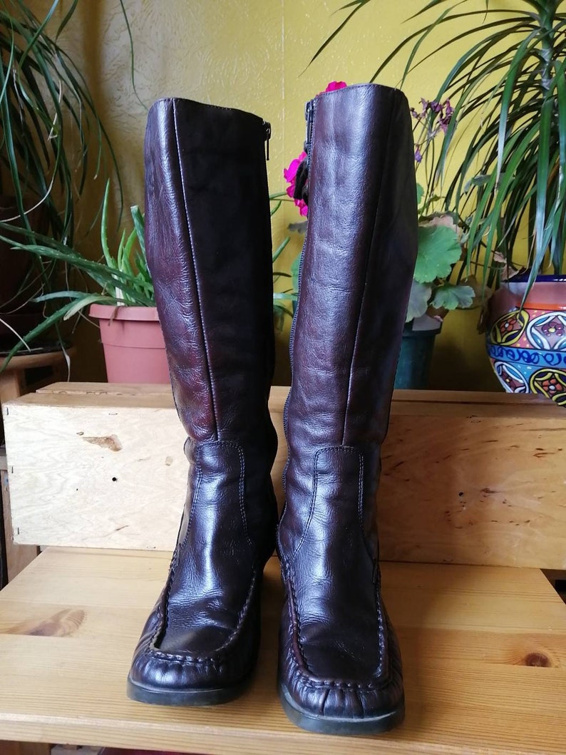 Bottes Hush Puppies Pour Femme - Taille UK 4 (Pointure 37) - Marron Cuir - Occasion