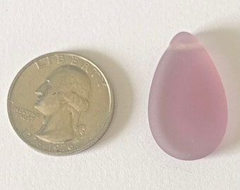 18x30 Matte Glass Flat Pear Pendant, seaglass style, jewelry making supplies, glass beads, Light Amethyst