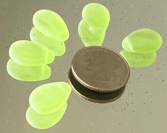 12x18mm Matte Glass Flat Pear Pendant bead, Seaglass Style, jewelry supplies