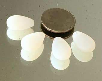 12x18mm Matte Glass Flat Pear Pendant bead, Seaglass Style, jewelry supplies