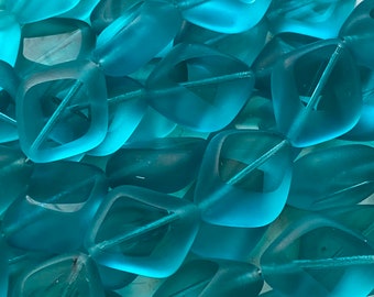 AQUA Table Cut Diamond glass beads