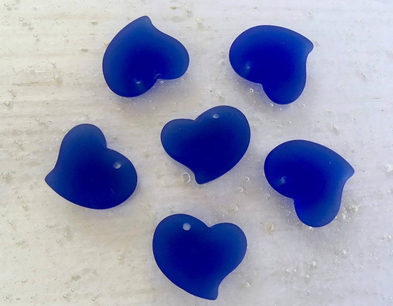 HEART sea glass style PENDANT bead imagen 1