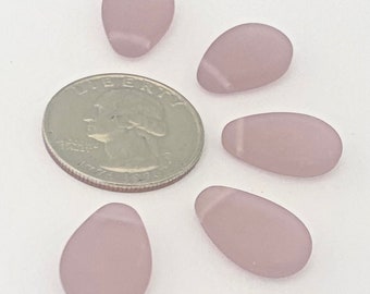 12x18mm Matte Glass Flat Pear Pendant bead, Seaglass Style, jewelry supplies, Light Amethyst