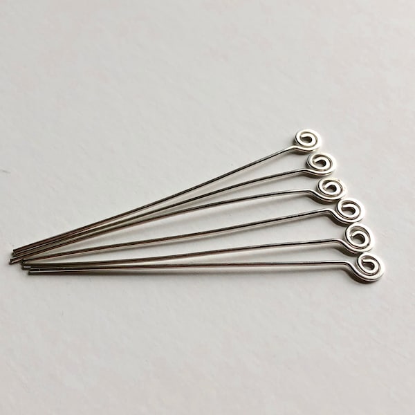 Argentium Sterling Silver SPIRAL Pins