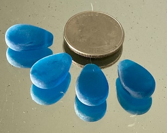 12x18mm Matte Glass Flat Pear Pendant bead, Seaglass Style, jewelry supplies