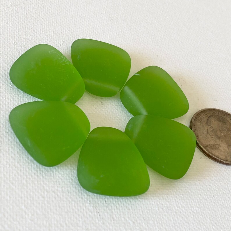 SPRING GREEN seaglass style Pendant, Glass Triangle bead, top side drilled, Czech Pressed Glass image 2
