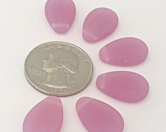 12x18mm Sea Glass Style Flat Pear Pendant bead, Opal Rose