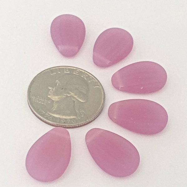 12x18mm Sea Glass Style Flat Pear Pendant bead, Opal Rose