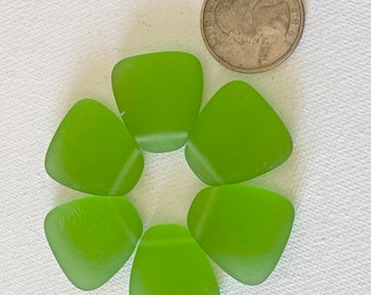 SPRING GREEN seaglass style Pendant, Glass Triangle bead, top side drilled, Czech Pressed Glass