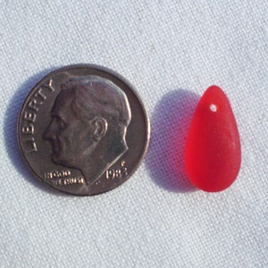 ruby RED sea glass style tear drop beads 14X7mm image 3