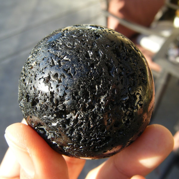 Rare Black Tourmaline Cluster Sphere. Gem Quality Crystal Ball. Rockhound Crystal Collector Specimen Black Schrol Gemstone. Healing Crystals
