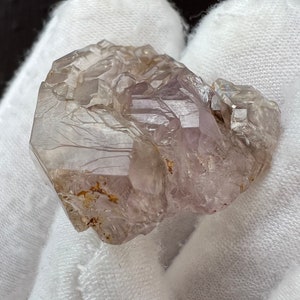Rare Tabby Elestial Smoky Amethyst Scepter Point, Double Terminated Raw, Natural Purple Skeletal Amethyst Quartz, Gem