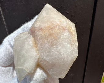 Ultra Rare DT Candle Quartz from Madagascar. Elestial white Quartz. Double Terminated Floater Cluster. Pineapple Quartz. Artichoke Quartz.