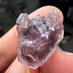 Rare LGM Elestial Smoky Amethyst Scepter Point, Double Terminated Raw, Natural Purple Skeletal Amethyst Quartz, Gem
