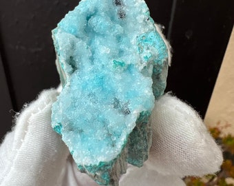 Gem Silica aka Chrysocolla with Druzy Quartz, Exotic, Rare, Gem with phenomenal color from DRC, African Gemstones, Reiki Crystals, Raw Gems