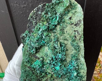 Large Self Standing Atacamite on Gem Silica from the Atacama Desert in Chile.