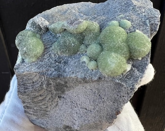 Raw Wavellite Crystal Cluster, Botryoidal Mineral Specimen on Basalt Matrix