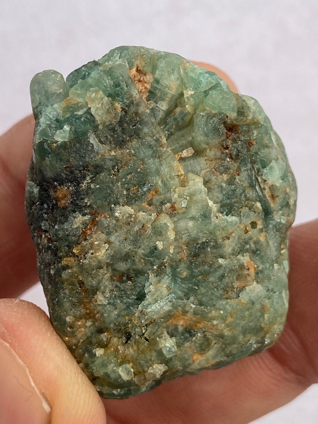 Raw Emerald Cluster From Brazil. Natural Chunky Crystal Cluster. Raw