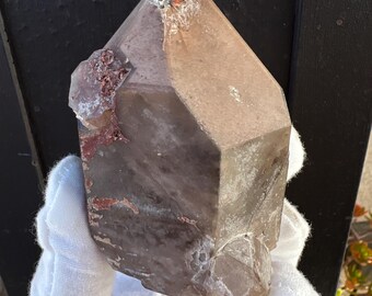 Raw White Cap Phantom Quartz Crystal, Elestial Gem, Self Healed, Brazil