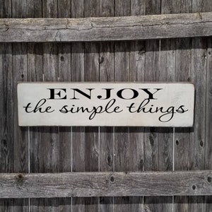 Enjoy the Simple Things Sign: Distressed Farmhouse Wood Decor (25x7.25)